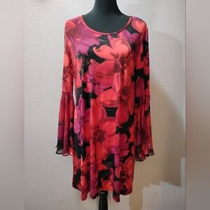 MSK Floral Midi Dress Bell Sleeves